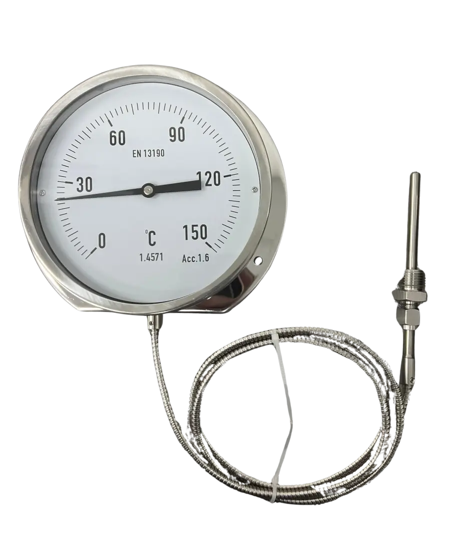 Termómetro c/capilar 0-150°C 6" rosca 1/2" de 1.5m